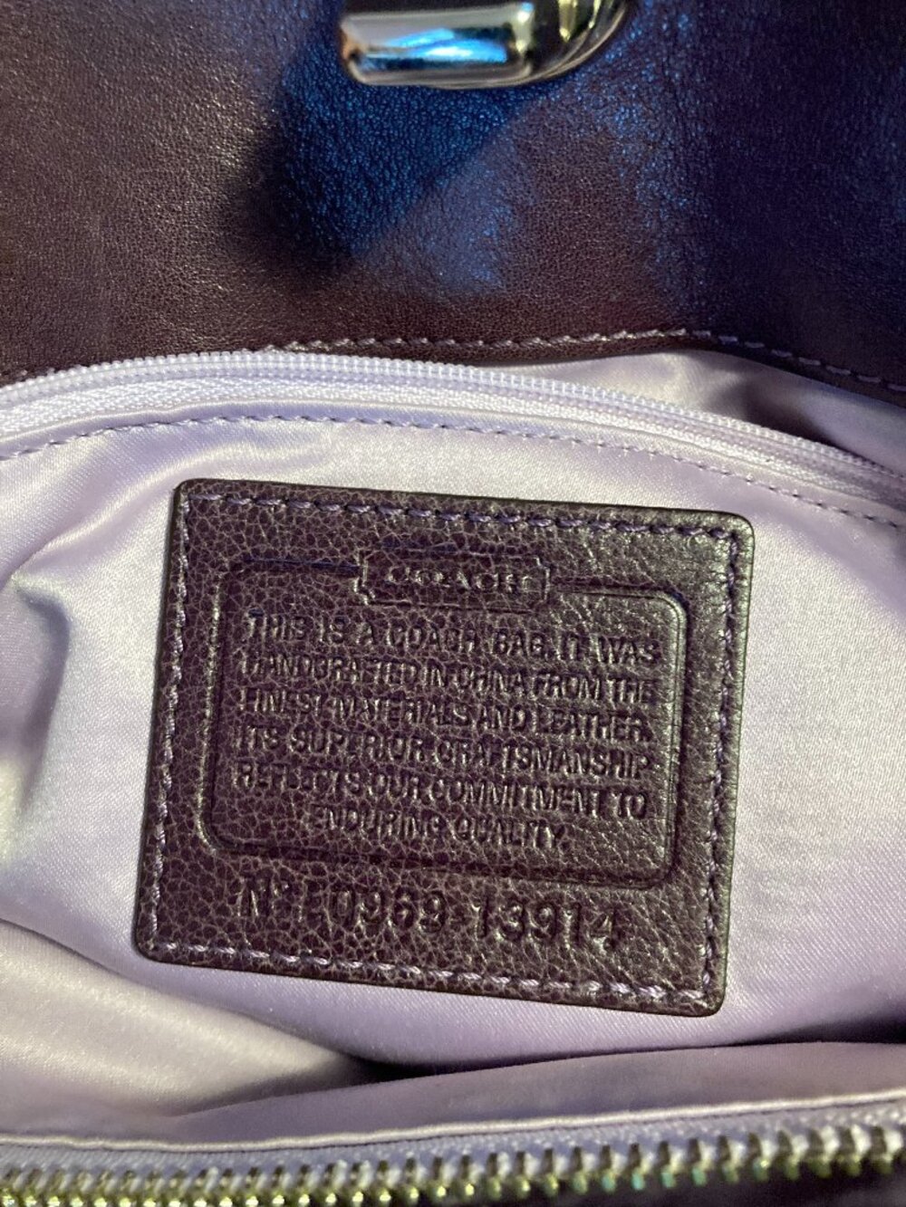 Coach Bag Purse Purple Garnet Carryall Satchel Leather F13914 - Picture 10 of 10